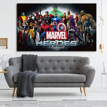 Marvel Superheros Koomiksid Lõuendile Maali Avengers Kapten Ameerika (Must Lesk Plakat Seina Art Pilt Elutuba Home Decor