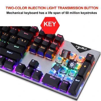 Mehaaniline Klaviatuur Wired Gaming Klaviatuuri RGB Mix Taustavalgustusega 104 Sinine Lüliti Mängu Sülearvuti