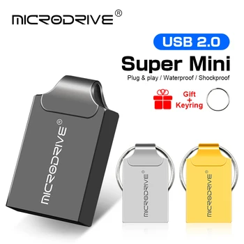 Mini Usb flash drive silver usb 2.0 metallist pendrive 128GB 64GB 32GB 16GB, 8GB 4GB usb-mälupulk võtmehoidja pen drive Tasuta kingitus