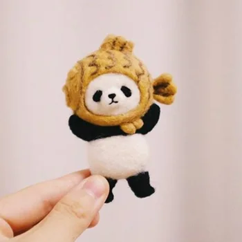 Mitte Lõpetanud, Tundsin Komplekt Creative Populaarne Lemmikloomad Mänguasja Nukk Villast Vilt Poked Kitting DIY Armas Hiina Panda Kung Fu Villa Viltimise Pakett