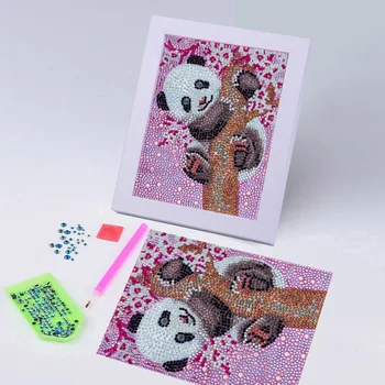 Multikas Loomade Panda Diamond Maali Laste Diamond Kleebised Puzzle 5D Diamond Maali+Vahendite Komplekt Lapsed DIY Hariduslik Mänguasi