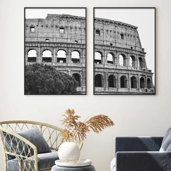 Must Valge Itaalia Colosseum Lõuend Maalisid Plakateid Rooma Vana Monument Colosseo Klassikaline Seina Pilte Elutuba Home Decor