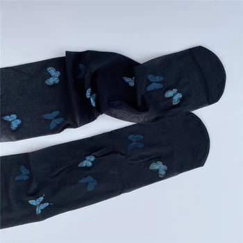 Naised, Tüdrukud Sinine Liblikas Prindi Sukkpüksid Suvel Vt-Läbi Ultra-Õhuke Siidine Retuusid Jaapani Lolita Õmblusteta Sukad