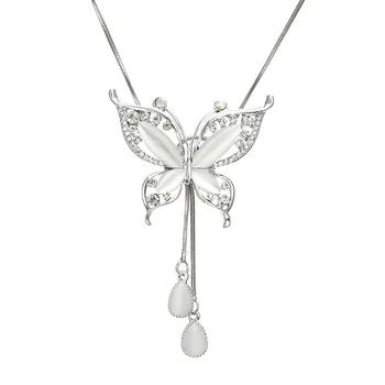 Naiste Romantiline Crystal Butterfly Kaelakee Opaal Ripats Kampsun Pika Ahelaga Naiste Kullast Kett Bling Kivi Ripats Kaelakee