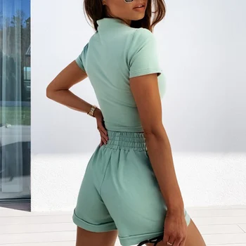 Naiste Tracksuit T-särk, lühikesed Püksid Vabaaja Kostüümid 2021 Suvel Slim Lühikesed Varrukad Saagi Tops Naiste Kõrge Vöökoht Püksid Spordidressid Komplekt