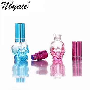 Nbyaic parfüümi pudeli 8ml kaasaskantav värv kolju parfüümi pudeli mitmevärviline klaasist pudel, vajutage pihusti pudel tühi pudel 1tk