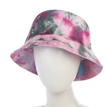 New Fashion Bucket Hats Double-sided Wear Tie-Dye Printing Summer Women Cap Outdoor Streetwear Sun Hat Female Panama Cap