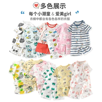 Pelamiid crianças meninos conjuntos de roupas algodão manga curta bebê tops + lühikesed püksid 2 pçs recém-nascido dos desenhos animados rou