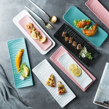Põhjamaade Keraamika Kandiline Sushi Pikk Plaat Magustoit Kook Suupiste Saia Lääne Toidu Lõhe Sashimi Grillitud Kanatiivad Plaat