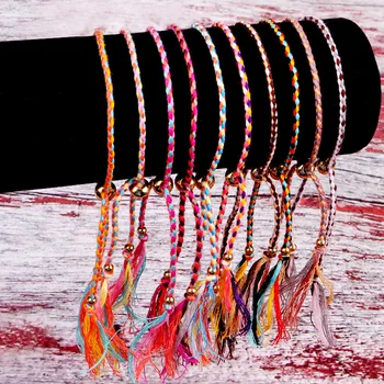 QiLuxy Mood Punutud Köis String Käevõru Käsitsi valmistatud Stiilne Tutt Boho Jooga Sõprus Käevõru Mehed Naised Lapse Lucky Ehted