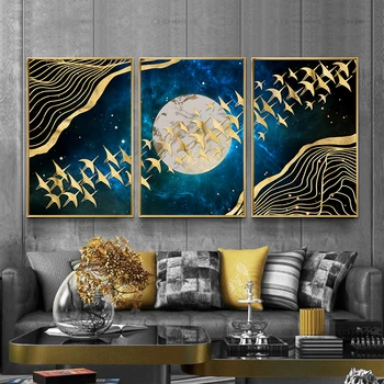 Raamitud Abstraktse Modulaarne Pildid Seina Art Canvas poster eest elutuba Kuldne Lõuendile maali seinale plakat seina Decor pilt
