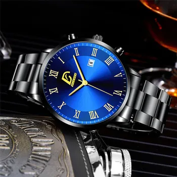 Reloj hombre Mens Fashion Business Kellad Meeste Vabaaja Kalender Kell Lihtne Mees Roostevabast Terasest Quartz Watch relogio masculino