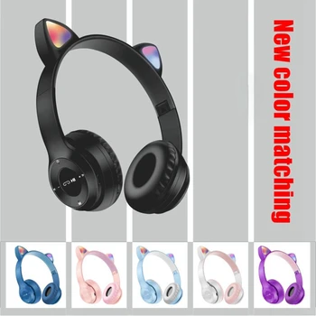 RGB Armas Kassi Kõrvad 5.0 Bluetooth Juhtmeta Kõrvaklapid Mikrofoniga Müra Tühistamises Poiss Tüdruk Stereo Muusika kasko Ladustamise kott Kingitus