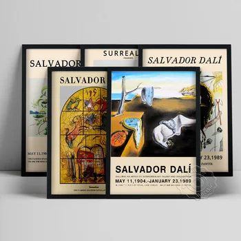Salvador Dali Näituse Plakat, Püsivus Mälu Õlimaal, Chagall Suguharu Levi Art Prints, Vintage Wall Art