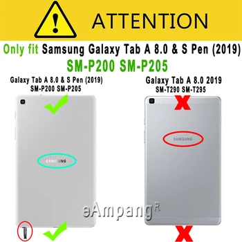 Samsung Galaxy Tab 8.0 2019 S Pen Versioon Juhul, 360 Kraadi Pöörlev Räni Kate P200 P205 Funda koos Õla Randmepael