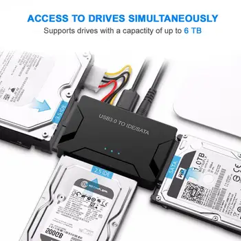 SATA Combo USB IDE SATA Adapter Kõvaketta SATA et USB3.0 andmeedastus Converter 2.5/3.5/5.25 Optiline seade HDD SSD