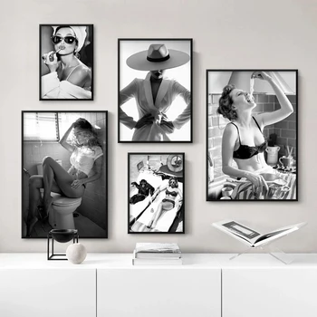 Seksikas Ilu Plakat Must Valge Alasti Naine, Lõuend Värvimine Fashion Girl Seina Pildid elutuba Kaasaegse Kodu Decor Kunst Prindi