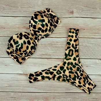 Seksikas Kõrge Vöökoht Bikini Supelpüksid Naiste Ujumistrikoo 2020 Leopard Brasiilia Bikiinid Komplekti Push Up Trikoo Naine Suvel Beachwear L