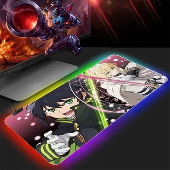 Seraph Lõppu Anime-Mängude RGB MousePad Suur Puldiga Edge Kiirus on Mängu Mängija LED Mouse Pad Pehme Sülearvuti Notebook Matt