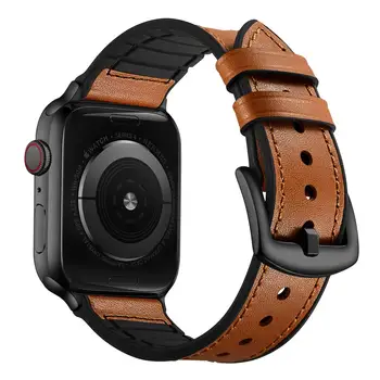 Silikoon+Nahast rihm Apple watch band 44 mm 40mm iWatch bänd 42mm 38mm watchband käevõru Apple watch seeria 6 5 4 3