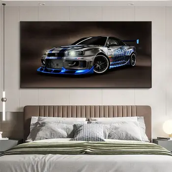 Skyline GT-R R34 sport auto tuning kunsti kangas-lõuend maali poster pildid seina art cuadros jaoks elutuba, magamistuba Raamimata