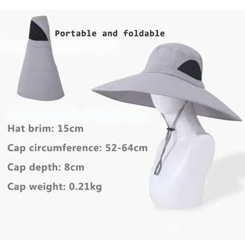 Suvel Tahke 15CM Suur Nokk Müts Väljas Matkamine, Anti-UV Püük Kork Jalgrattasõit Hingav Võrgusilma Päike Müts Mägironimine Mütsid Kopp Müts