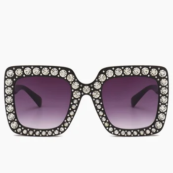 Särav Teemant Päikeseprillid Naistele Brändi Disaini Flash Square Päike Naine Peegel On Klaasid Tooni Mood Oculos Lunette Rhinestones