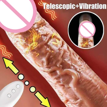 Teleskoop Vajutame Peenise Dildo Automaatne Sex Machine Vibraator Soojuse Täiskasvanud Mänguasi Naistele G Spot Dildo Naissoost Täiskasvanud Massager