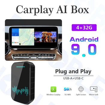 Traadita Carplay lahter 4+32G Android 9.0 Tugi peegel link poolitatud ekraanil Plug and Play Carplay kast VW Nissian Hyundai Toyota