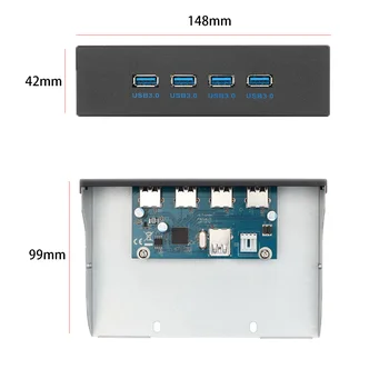 USB 3.0 Esipaneel Bay 20Pin, et 4-Port USB 3.0 Hub Combo Hoidiku Adapter ARVUTI Desktop 5.25