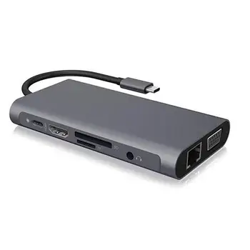 USB 3.0 Multiport Hub Adapter 10 1 C-Tüüpi HDMI-ühilduvate VGA PD USB Hub Dropshipping Hulgimüük