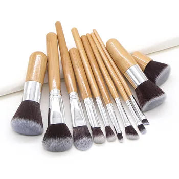 Uus 11 bambusest käepide makeup brush set lahtine pulber põsepuna, lauvärv harja ilu vahend
