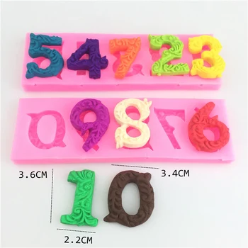 Uus 3D Number 0-9 Silikoon Kook Hallituse Number Kuju Lollipop Hallituse koos Lollipop Auk Fondant Kook Dekoreerimiseks Tööriist