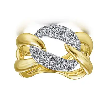 Uus Disain Hot Müük Mood Sulam, Kristall, Rõngad electroplate14K Valge Kollane Kuld Suur Kett Link Diamond rhinestone Ringi