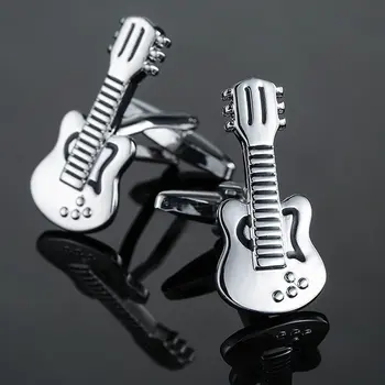 Uus Hull Rock Guitar Cufflinks Mood Muusika Ehted Hõbe Cufflinks meeste Pulm Särk pin badge kingitused hulgimüük & retail