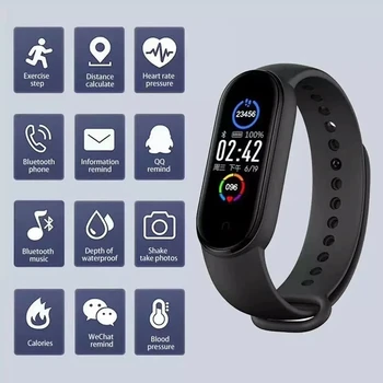 Uus M5 Smart Watch Bluetooth Käevõru Sport Fitness Tracker Pedometer Südame Löögisageduse Monitor SmartBand Käepaela Android ja IOS