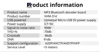 VHM-314 5.0 Bluetooth Audio Vastuvõtja Moodul MP3 Lossless Decoder Juhatuse 3.7-5V Traadita Stereo Muusika Dekodeerimine Võimendi Juhatus