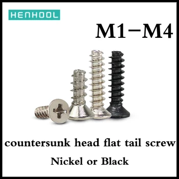Väike Kruvi Rist peitpeakruvi pea lame saba isekeermestavad kruvi nikeldatud must Elektroonilise screw M1.2M1.4M1.5M1.7M2.3M3M4.
