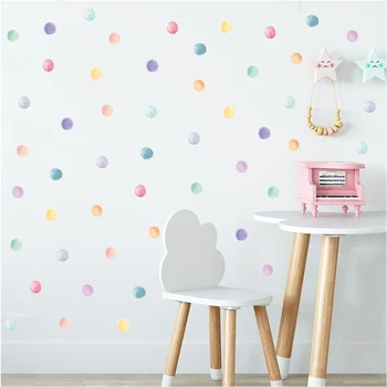 Värvikas Akvarell Polka Dots Seina Kleebised Ringid ühelt poolt Koostatud Roosa Sinine Seina Kleebised Lapsed Tuppa Baby Lasteaed Kodu Kaunistamiseks