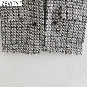 Zevity Uus Naiste Vintage Houndstooth Tutt Disain Käisteta Vest Jope Office Lady Sobib Vesti Taskusse Outwear Tops CT685