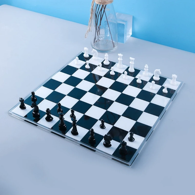1 Komplekt 3D Male Tükki Crystal Epoksüvaik Hallituse Käsitöö Chessborad Casting Hallituse Silikoon