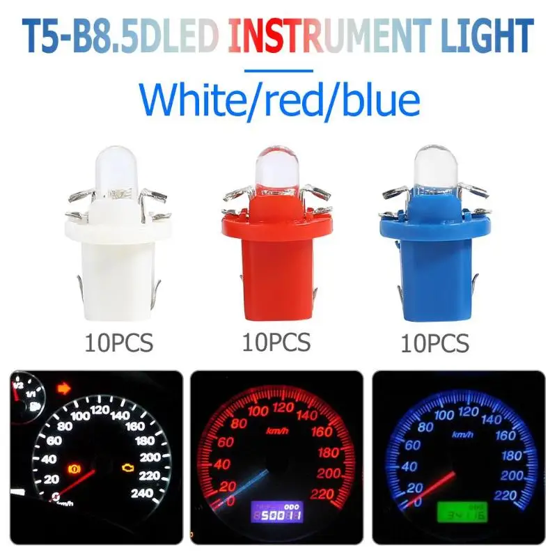 10tk T5 B8.5D LED Car Light Auto Armatuurlauale Vahend Lambid