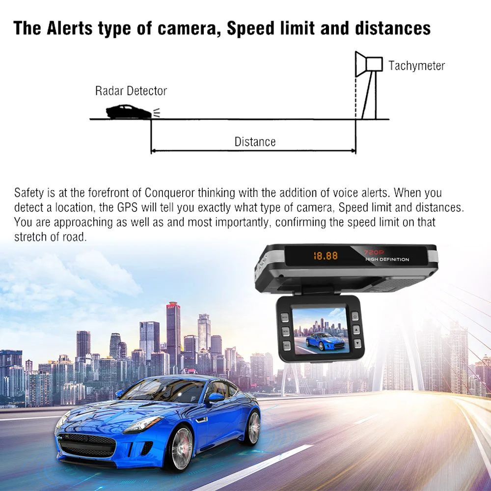2-IN-1 Voolu radariavastaja Car DVR Kaamera Dashcam Full HD 1080P Video Registrator Diktofon G-sensor Sõiduki Must Kast