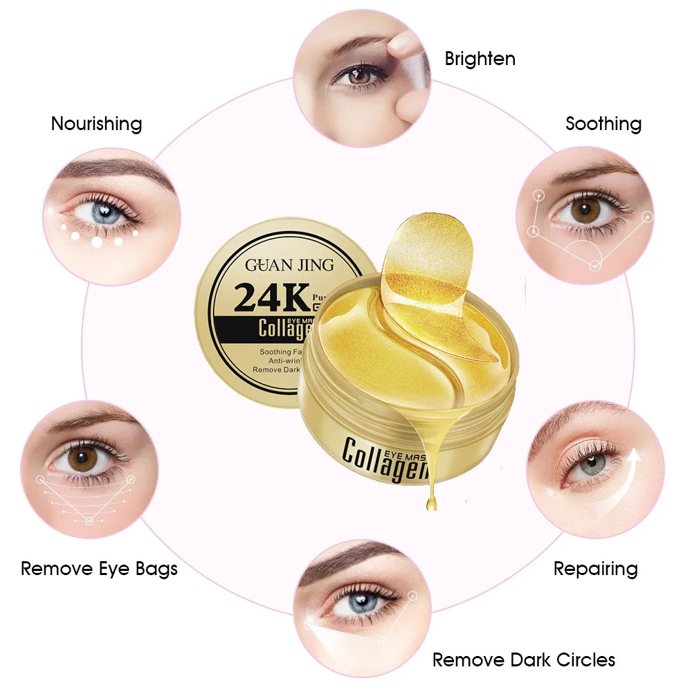24K Collagen Eye Mask&Face Mask&Face Serum Set Tumedad Ringid Eemaldada Anti Kirtsutama Geel Särav Nahk Niisutav Naha Hooldus Ilu