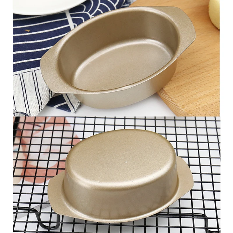 3-tolline Ovaalne Puding Hallituse Non-stick Kuld Juustukook Küpsetamine Kook Tin Pan Leib Sahtel Hallituse 3D DIY Küpsetamine Köök Tööriistad Bakeware