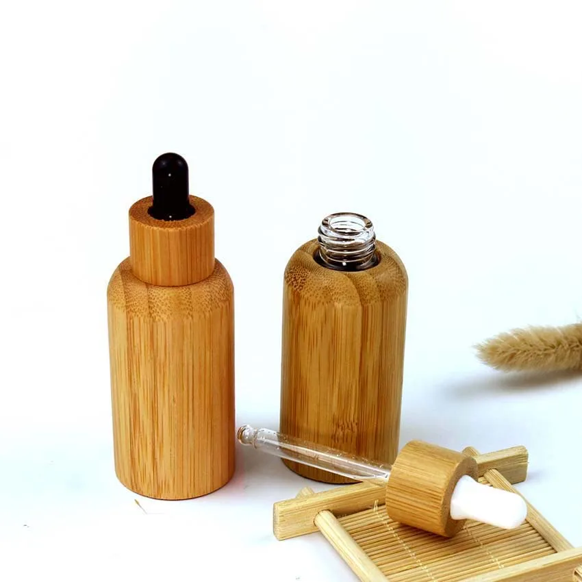 30ml pudel tilguti täielikult kaetud bambusest Koos gradueeritud pipetid Originaal puidust pakend kosmeetika