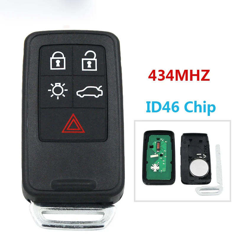 5/6 Nupud Auto Smart Remote Key 433Mhz koos ID46 Kiip Volvo XC60 ja XC70 XC90 S60 S80 V40 V60 ja V70 Auto Intelligentseid Remote Key