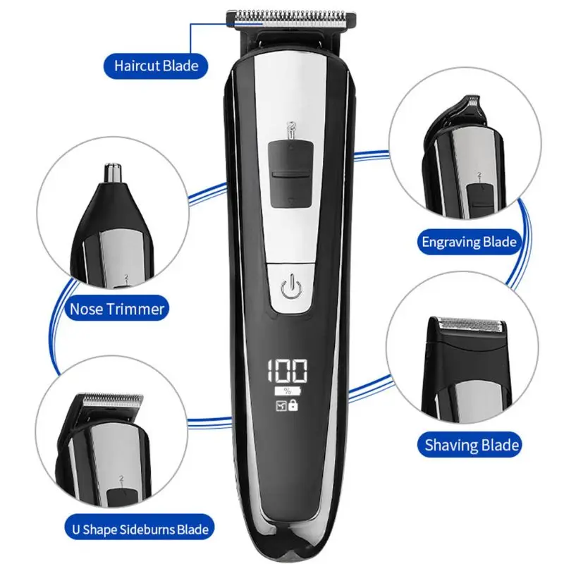 5 in 1 Elektrilised juukselõikusmasinad Meeste Nina Beard Trimmer Juhtmeta USB Noa Komplekt M2EE
