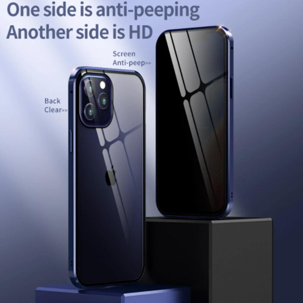 Anti Peep Magnet 360 Kahepoolne Metallist Telefon Case For Iphone 11 Pro Max X-Xr, Xs 7 8 Plus SE Ekraan Kaitsja Shell Äri