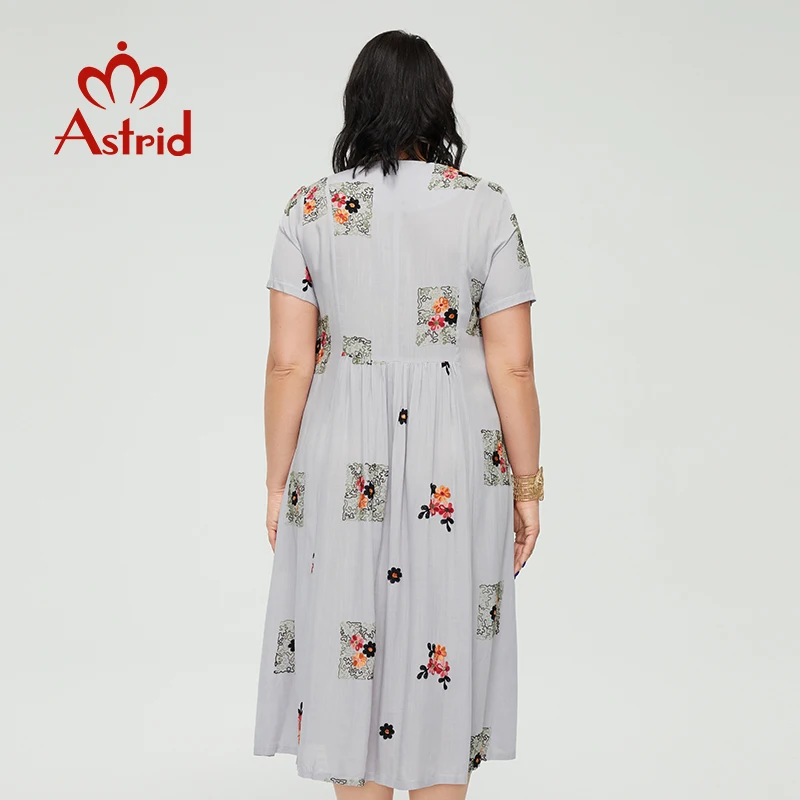 Astrid Naiste Suvine Kleit 2021 Naiste Boho Vabaaja Elegantne Vintage Linane Kleit Pluss suurus Tikandid Lill Pikad Kleidid koos
